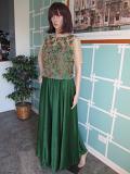 Green Skirt & Green Embroider Top - Size Large (Clearance Sale )