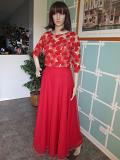 Red Simmer Skirt and Red Lace Crop Top - Size Small