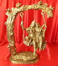 Artistically Carved Brass Large Radha Krishna Murti Statue on Jhula 24" Artistically Carved Brass Large Radha Krishna Murti Statue on Jhula 24"