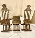 Carved Patterned Teakwood Chair Set  