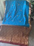 Blue and Red Pure Silk With Embroidery Work
