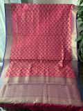 Wedding / Party Wear Pink Silk Gold Zari with Blue Border Banaras Dupatta 