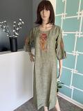 Ideal Green Colored Casual Wear Embroidered Rayon Long Kurti,kurtha