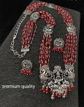 Lakshmi Oxidised Pendant and Studs in Multi Layered Seed Beads -RED!! Lakshmi Oxidised Pendant and Studs in Multi Layered Seed Beads -RED!!