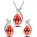 Crystal Diamond Gemstone Earring Necklace Jewelry Set - Orange Crystal Diamond Gemstone Earring Necklace Jewelry Set - Orange