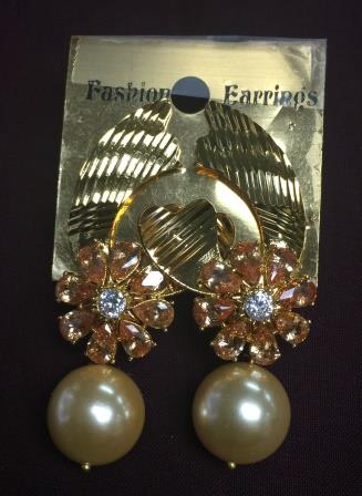 Semi Precious Coloured Stones; Pearl Work Earring