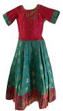 Green And Pink Indian Ethnic Girls Long Dress Size 26