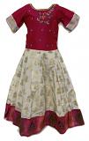 White AND PINK INDIAN ETHNIC GIRLS LONG DRESS Available In Three Sizes