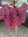 Size 36 Purple Wine Color Net and Embroidered Designer Long Blouse