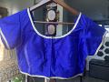 Size 40 Royal Blue Raw Silk Back Cut Out Blouse 