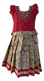 Kalamkari Cream And Pink Pattu Pavada Available In Two Sizes Kalamkari Cream And Pink Pattu Pavada Available In Two Sizes