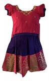 Purple And Pink Raw Silk Pattu Pavada Size 12 - 0 to 6 months