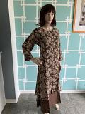 Soft and Comfortable Cotton Layered Long Brown Kurtha - Size XXL