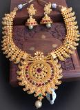 Short Floral Antique Haaram with Designer Jhumkas!!!! Short Floral Antique Haaram with Designer Jhumkas!!!!