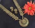 Long Golden terracotta Haaram w/ Large Sized Jhumkas