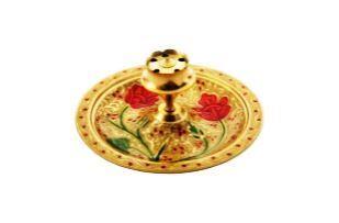 Golden Brass Traditional Meenakari Incense Stick Stand Golden Brass Traditional Meenakari Incense Stick Stand