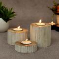 Tea-light Candles with Wooden Pillar Holders Tea-light Candles with Wooden Pillar Holders