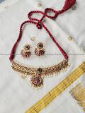 Original kemp stone brass choker necklace and earrings set