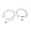 925 Sterling Silver Kids 3mm Mat Chain Designer Bell Anklet - Style#01