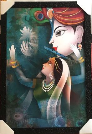 Wall Art Framed Picture of Radha Krishna # 14 - 20 x 30" Wall Art Framed Picture of Radha Krishna # 14 - 20 x 30"