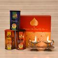 White Metallic Designer Diya Set with 3 Roasted Dryfruits Cans White Metallic Designer Diya Set with 3 Roasted Dryfruits Cans