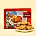 Elegant Metal Embossed Work Bhaiya Bhabhi Rakhi with Panjiri Laddoo &Snacks Elegant Metal Embossed Work Bhaiya Bhabhi Rakhi with Panjiri Laddoo &Snacks