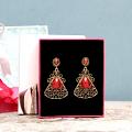 Gold Oxidised Red Stone Trendy Fashion Earrings Gold Oxidised Red Stone Trendy Fashion Earrings