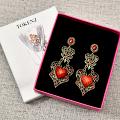 Gold Oxidised Red Stone Earrings for Women Gold Oxidised Red Stone Earrings for Women