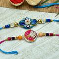 Multicolored Set of 2 Beaded Rakhi Multicolored Set of 2 Beaded Rakhi