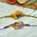 Glittering Set of 2 Rakhi in Traditional Design