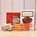 Multicolored Beaded Rakhi Set of 3 w/ Kaju Katli & Almonds	