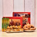 Alluring Three Beaded Rakhis w/ Karachi Halwa & Mini Khasta Pack Alluring Three Beaded Rakhis w/ Karachi Halwa & Mini Khasta Pack