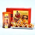Om Swastika Rakhi Set of 3 with Karachi Halwa & Roasted Almonds