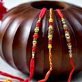 Multicolored Set of 3 Stone & Bead Work Rakhi Multicolored Set of 3 Stone & Bead Work Rakhi