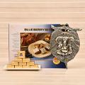 Fancy White Metal Ganesha Wall Hanging w/ 24 Pcs Blueberry Bites Fancy White Metal Ganesha Wall Hanging w/ 24 Pcs Blueberry Bites