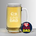 Super Dad Fancy Beer Mug with Magnetic Bottle Opener Super Dad Fancy Beer Mug with Magnetic Bottle Opener
