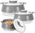 MILTON Casserole Venice 3 Pcs Set Hotpot (1000ml, 1500ml and 2000ml) Grey