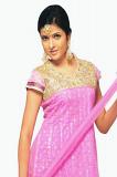 Fashionista Pink & Gold Net Readymade Churidar Kameez