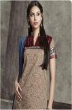 Blue Maroon & Beige Cotton Readymade Churidar Kameez Suit