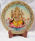Intricate Work on Marble Plate Ganesh Photo 9" w/ Stand Intricate Work on Marble Plate Ganesh Photo 9" w/ Stand
