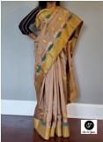 Handpainted Festive Print Beige Tussar Silk Saree 3 Handpainted Festive Print Beige Tussar Silk Saree 3