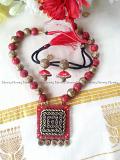 Kolam Terracotta Statement Necklace Jewelry Set - OOAK Kolam Terracotta Statement Necklace Jewelry Set - OOAK