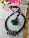 Oxidized Metal Jewelry- Green Obsidian Gemstone Choker Necklace