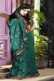 Teal Green Designer Faux Chiffon Saree w/ Blouse Teal Green Designer Faux Chiffon Saree w/ Blouse