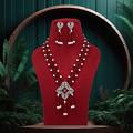 Maroon Color American Diamond Premium Long Necklace Set