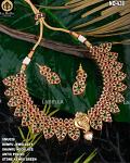 Lovely Traditional Kemp STone Maanga necklace with Sangu Pendant Set Lovely Traditional Kemp STone Maanga necklace with Sangu Pendant Set