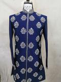 SILK HAND EMBROIDERED SHERWANI NAVY BLUE 40"