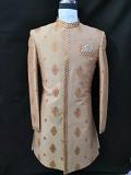  RAW SILK GOLD INDO SHERWANI WITH PAJAMA PANTS 40-44