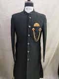RAW SILK BLACK SHERWANI WITH PAJAMA PANTS 36" - 46" (S-XL)