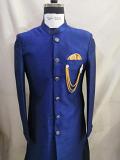 RAW SILK BLUE SHERWANI WITH PAJAMAN PANTS (S-XL)